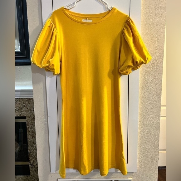 Anthropologie Saturday Sunday Yellow Sunny Day Puff Sleeve Tunic Dress Size S - Picture 2 of 5